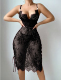 Women’s Sexy Red Lace Up Strap Bodycon Dress Lingerie