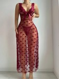 Women’s Sexy See Through Strap Mesh Long Dress Lingerie