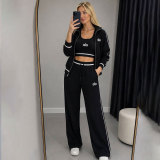 Women Fall Winter Casual Cotton Tops and Pant Three Piece Set