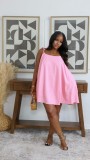 Women Summer African Spaghetti Strap Solid Dress