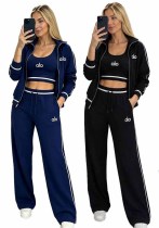 Women Fall Winter Casual Cotton Tops and Pant Three Piece Set Women Fall Winter Casual Cotton Tops and Pant Three Piece Set