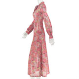Women Elegant Round Neck Multi-Color Dress