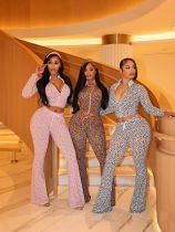 Women’s Sexy Animal Print Zip Up Matching Pants Set Women’s Sexy Animal Print Zip Up Matching Pants Set