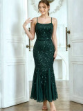 Women Party Sexy Chiffon Patchwork Sequin Evening Dress