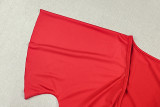Women Solid V-Neck Top and Skirt Two Piece Set