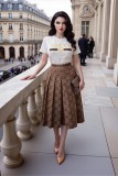 Women Round Neck Embroidered Short Sleeve T-Shirt and Pleated Midi Skirt Two Piece Set