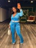 Women Gold Velvet Stretchy Top and Bell Bottom Pant Two Piece Set