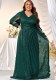 Plus Size Women Sequin V-Neck Split Long Sleeve Max Dress