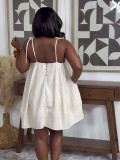 Women Summer African Spaghetti Strap Solid Dress