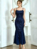 Women Party Sexy Chiffon Patchwork Sequin Evening Dress