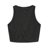 Women's Printed Cropped Sleeveless Round Neck Top