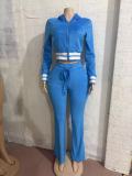 Fall Winter Women's Color Block Velvet Tracksuit Two Piece Set