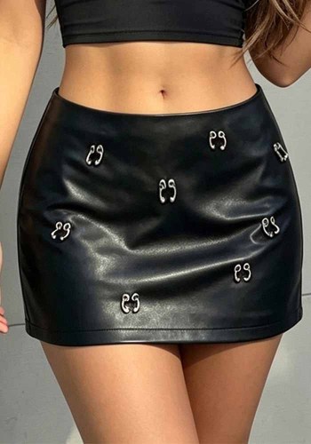 Sexy Dark Gothic Punk Style Low Rise Cutout Bodycon Mini Skirt