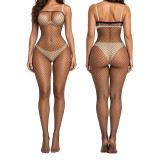 Sexy Black Strapless Slim Fit See Through Fishnet Bodystocking