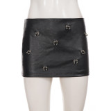 Sexy Dark Gothic Punk Style Low Rise Cutout Bodycon Mini Skirt