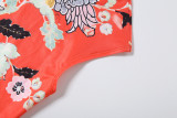 Women's Floral Print Short Sleeve Top and Cropped Pants Two Piece Set