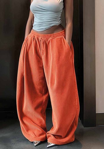 Fall Women's Solid Color High Waist Loose Straight Leg Casual Pants