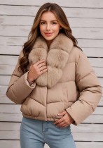 Fall Winter Women's Puffer Jacket with Faux Fur Collar(Processing Time 5-7 days）