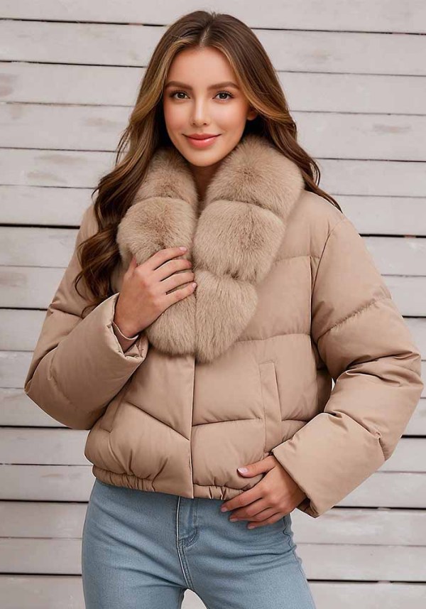 Fall Winter Women's Puffer Jacket with Faux Fur Collar(Processing Time 5-7 days)
