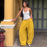 Fall Women's Solid Color High Waist Loose Straight Leg Casual Pants