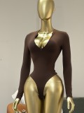 Fall Winter Women's Sexy Long Sleeve Slim Fit Shapewear Bodysuit