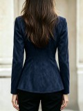 Fall Winter Women's Chic Suede Turn Down Collar Long Sleeve Jacket