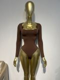 Fall Winter Women's Sexy Long Sleeve Slim Fit Shapewear Bodysuit