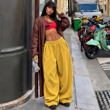 Fall Women's Solid Color High Waist Loose Straight Leg Casual Pants