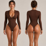 Fall Winter Women's Sexy Long Sleeve Slim Fit Shapewear Bodysuit