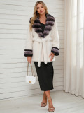 Women's Leopard Print Faux Fur Coat with Belt(Processing Time 5-7 days）
