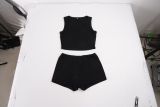 Women's Textured Knit Two Piece Set with Cropped Tank Top and Shorts