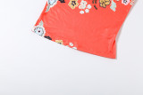 Women's Floral Print Short Sleeve Top and Cropped Pants Two Piece Set