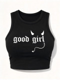 Women's Printed Cropped Sleeveless Round Neck Top