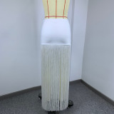 Women's White High Waist Fringe Bandage Bodycon Mini Skirt for Holiday Parties