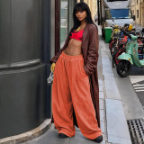 Fall Women's Solid Color High Waist Loose Straight Leg Casual Pants