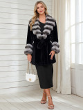 Women's Leopard Print Faux Fur Coat with Belt(Processing Time 5-7 days）