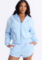 Fall Winter Women's Zip Up Hoodie and Shorts Two Piece Set Fall Winter Women's Zip Up Hoodie and Shorts Two Piece Set