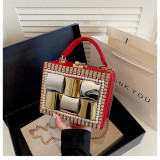 Women's Rhinestone Evening Bag Metal Frame Clutch Chain Crossbody Box Bag