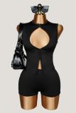 Women's Round Neck Cutout Top and Short Two Piece Set