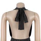 Women's Beaded Printed Bandeau Cami Jumpsuit