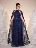 Women's Halter Neck Beaded Lace Formal Party Evening Dress