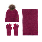 Winter Pom Pom Hat Scarf Glove Three-Piece Set