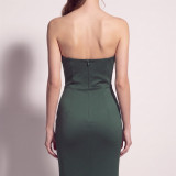 Women's Satin Floral Appliqué Boned Formal Party Evening Dress