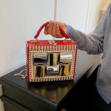 Women's Rhinestone Evening Bag Metal Frame Clutch Chain Crossbody Box Bag