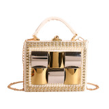 Women's Rhinestone Evening Bag Metal Frame Clutch Chain Crossbody Box Bag