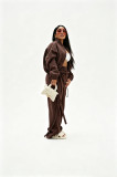 Women's Casual Autumn Winter Irregular Lace-Up Fleece Lined Top and Pant Two Piece Set