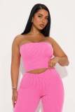 Women's Strapless Off Shoulder Cami Top and Long Pant Two Piece Set