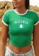 Women's Letter Embroidered Short Sleeve Top