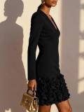 Women's V Neck Floral Bodycon Dress
