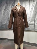 Women's Autumn Winter Slit Turndown Collar Denim Dress